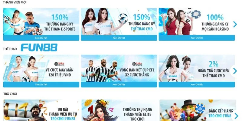 Hệ thống các khuyến mãi đỉnh cao chỉ có tại sân chơi.